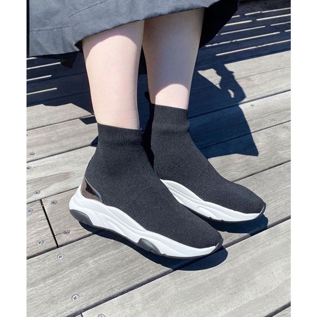 ＋diana プラスダイアナ +diana 軽量ニットソックススニーカーブーツ