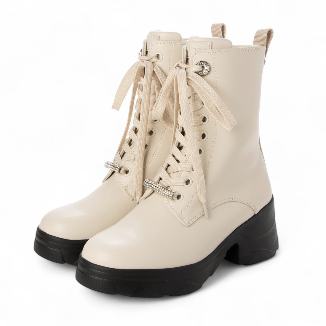 プラスダイアナ ＋diana 【軽量】厚底レースアップショートブーツ