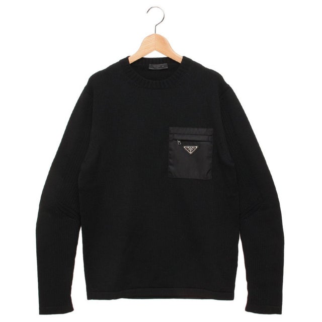 プラダ PRADA ニット セーター トライアングルロゴ ブラック メンズ
