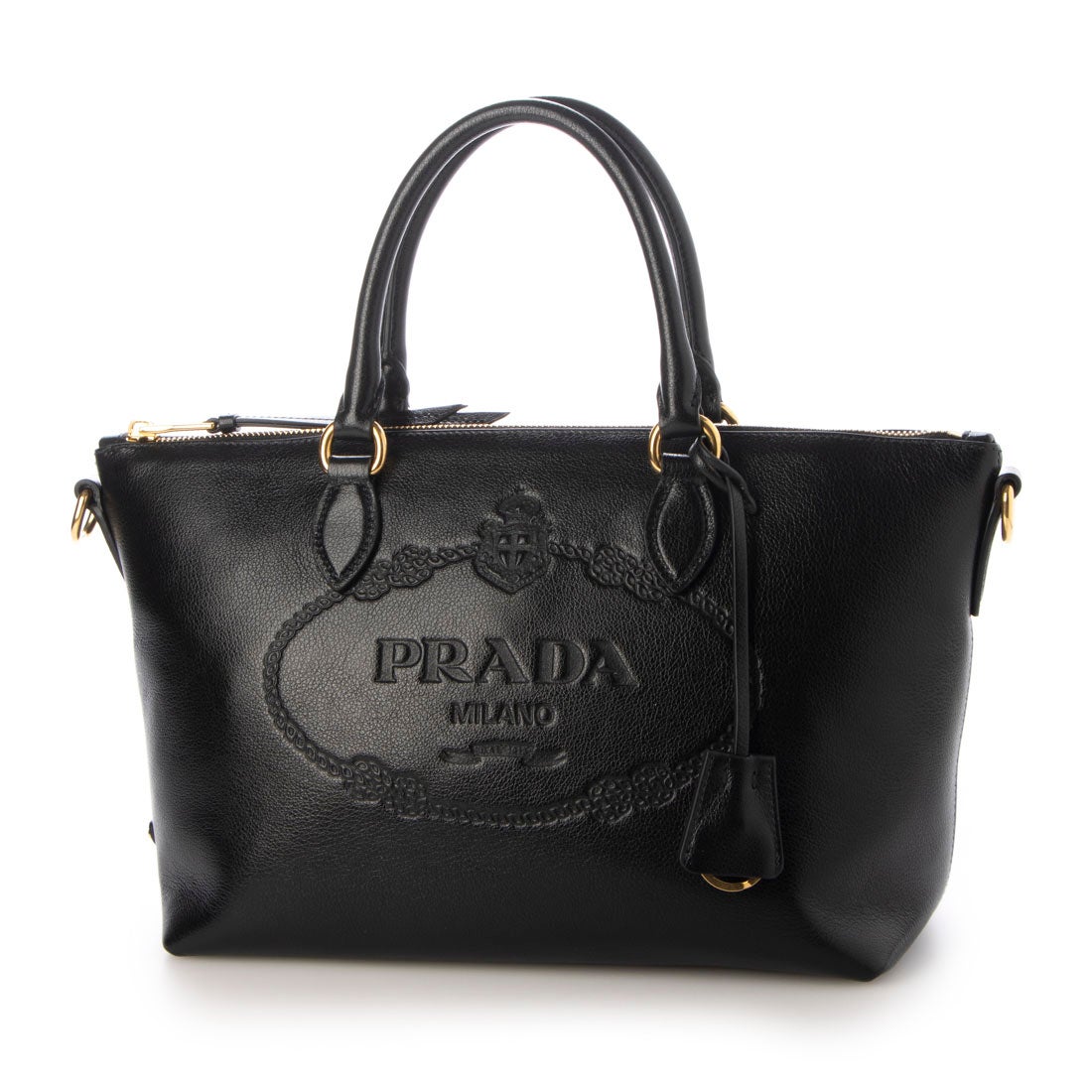 プラダ PRADA ☆ロゴエンボスレザー2WAYハンドバッグ - BORSA A MANO
