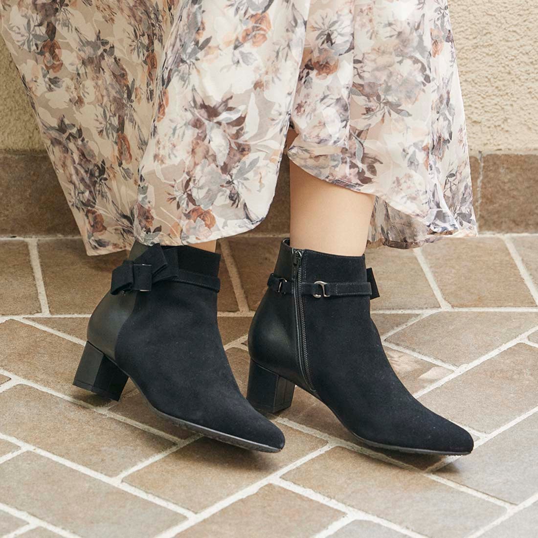 リズ ラフィーネ Riz raffinee 取り外しリボンショートブーツ