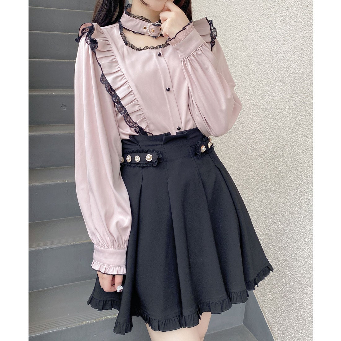 ロジータ ROJITA ハートバックルラッフルフリルブラウス （ピンク