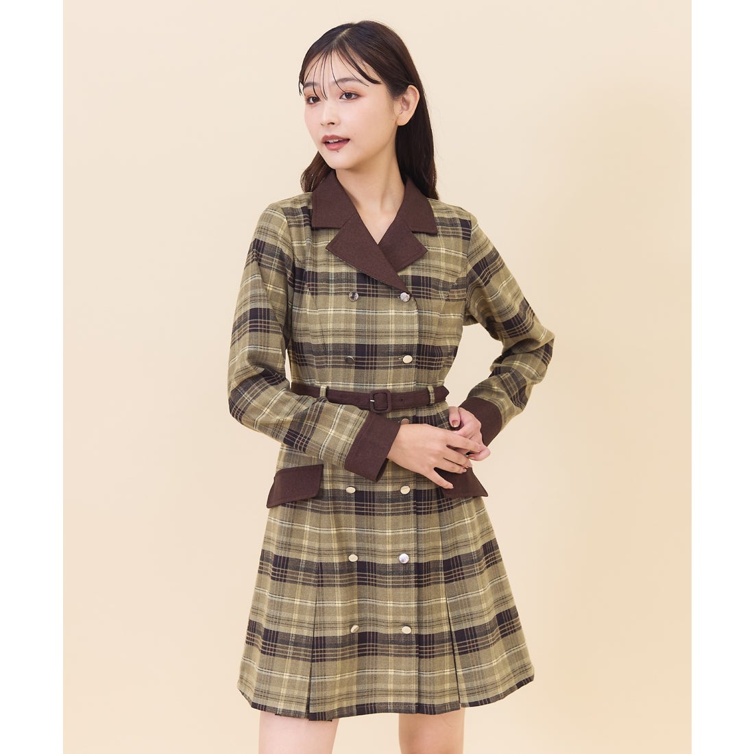 レディアゼル REDYAZEL チェックダブルミニワンピース （黒系チェック