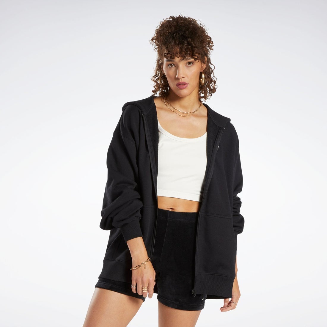 ロング フルジップ フーディー / CL AE LONG FZ HOODIE（ブラック