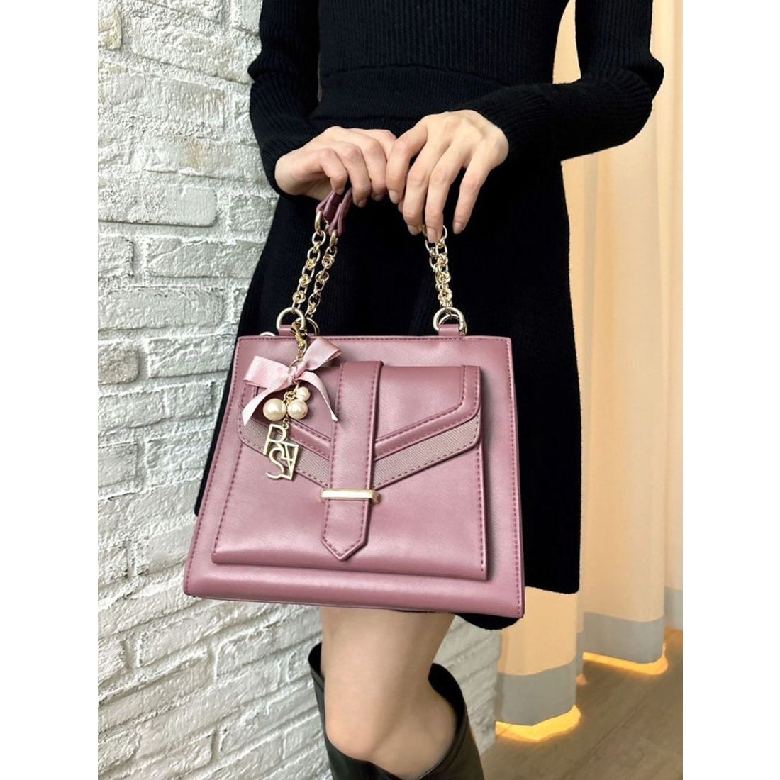 リゼクシー RESEXXY フラップポイントスクエアハンドバッグ （ピンク