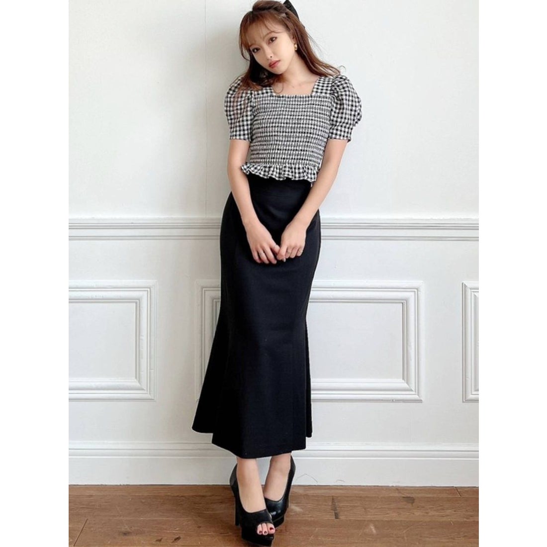 RESEXXY ダブルスリットマーメイドスカート（ブラック） -靴