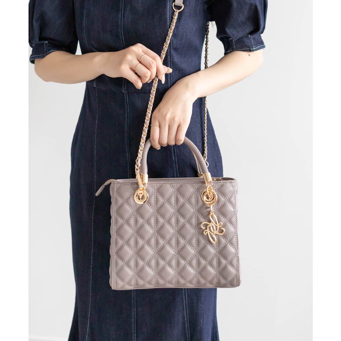 ランダ RANDA 2WAYキルティングミディバッグ （GREGE） -靴