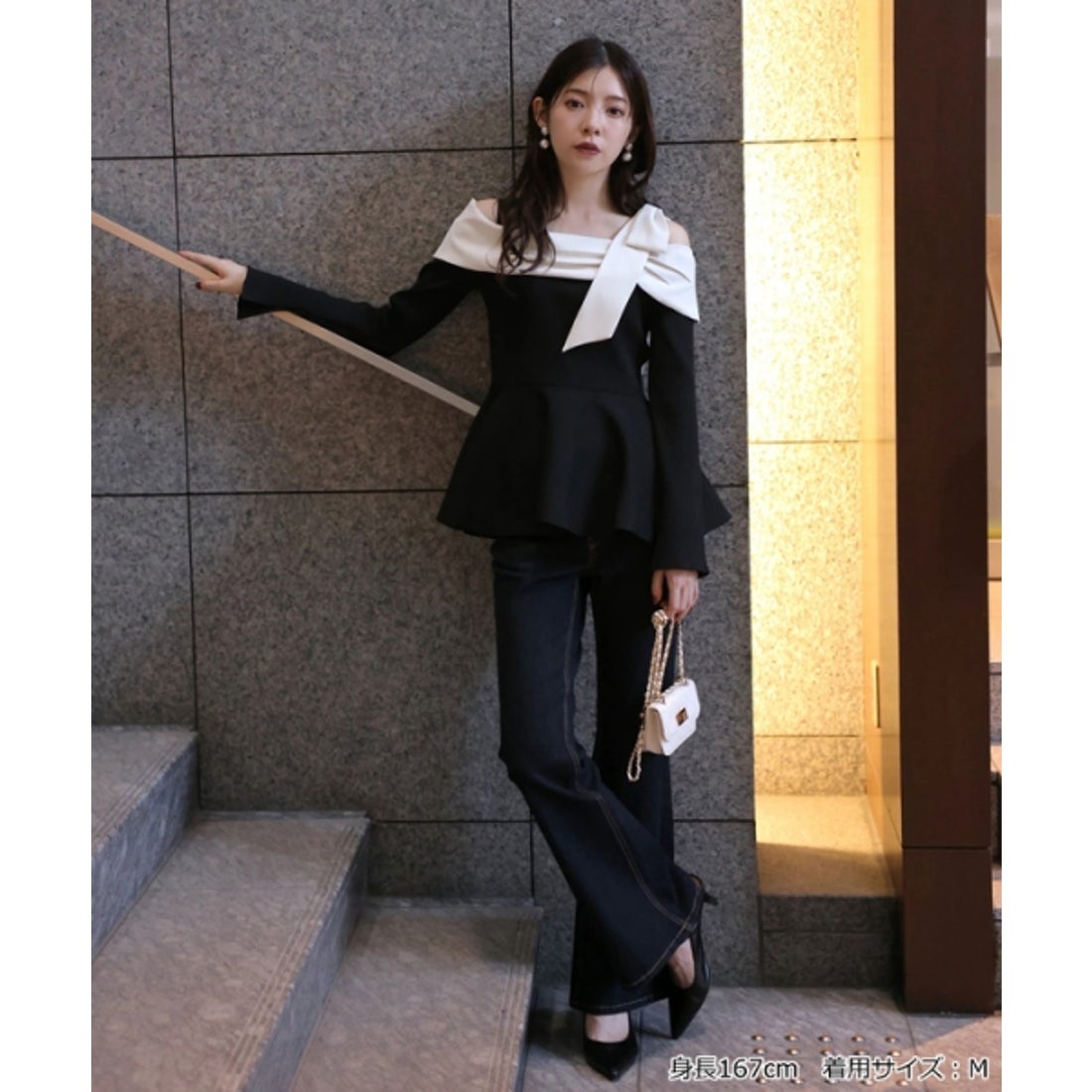 リランドチュール Rirandture オフショルリボンドッキングニット