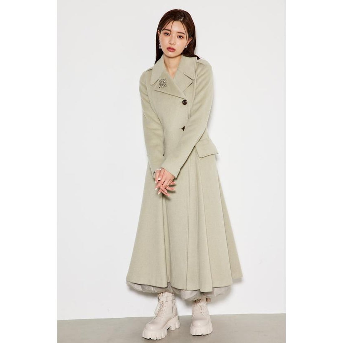 リエンダ rienda ＃シンデレララインコート （LIME） - ファッション