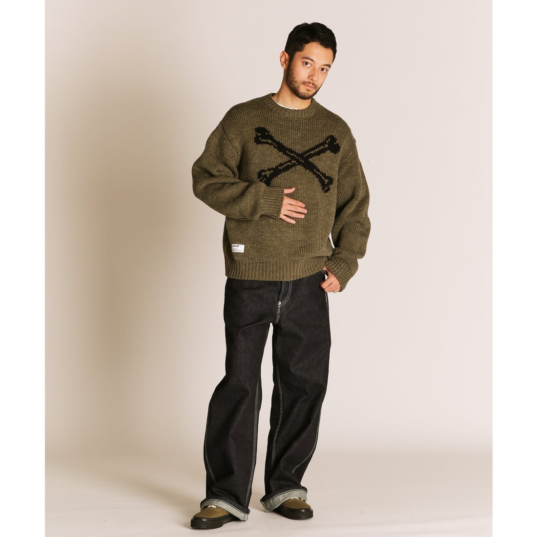 ショット Schott CROSS BONE KNIT （ブラック） - ファッション通販
