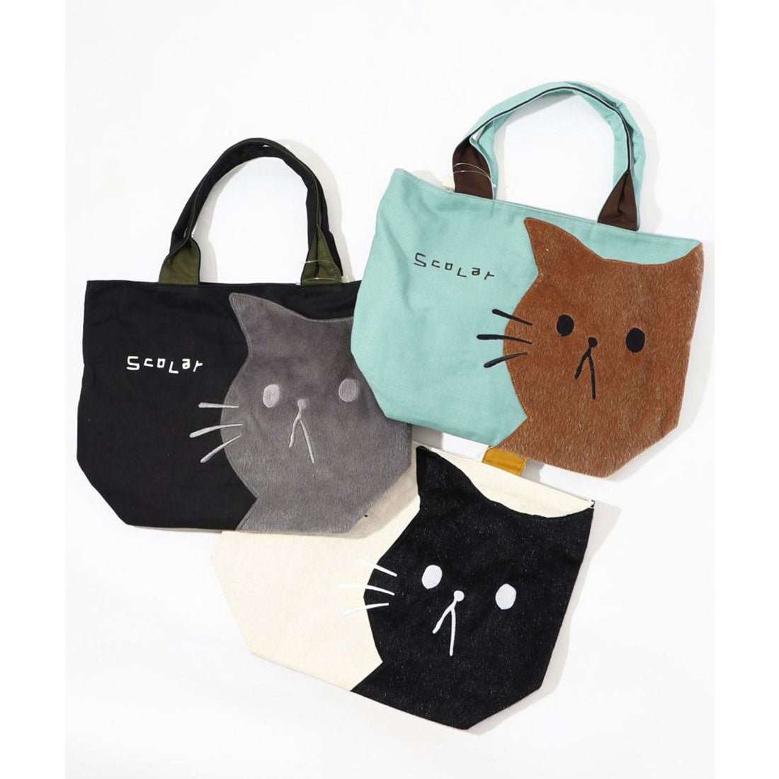 スカラー ScoLar パリティのネコ ふんわりアップリケトートバッグ