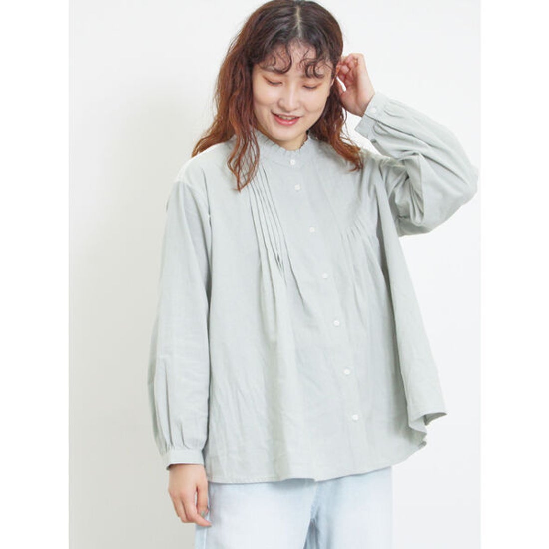 サマンサ モスモス Samansa Mos2 肩レースピンタックブラウス （ミント