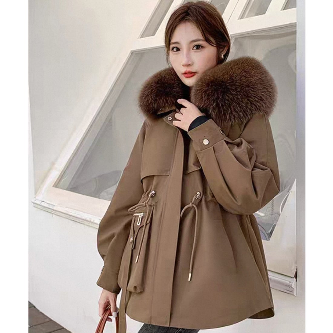 エスイーユー SEU 暖かいファーモッズコート アウター レディース 中綿