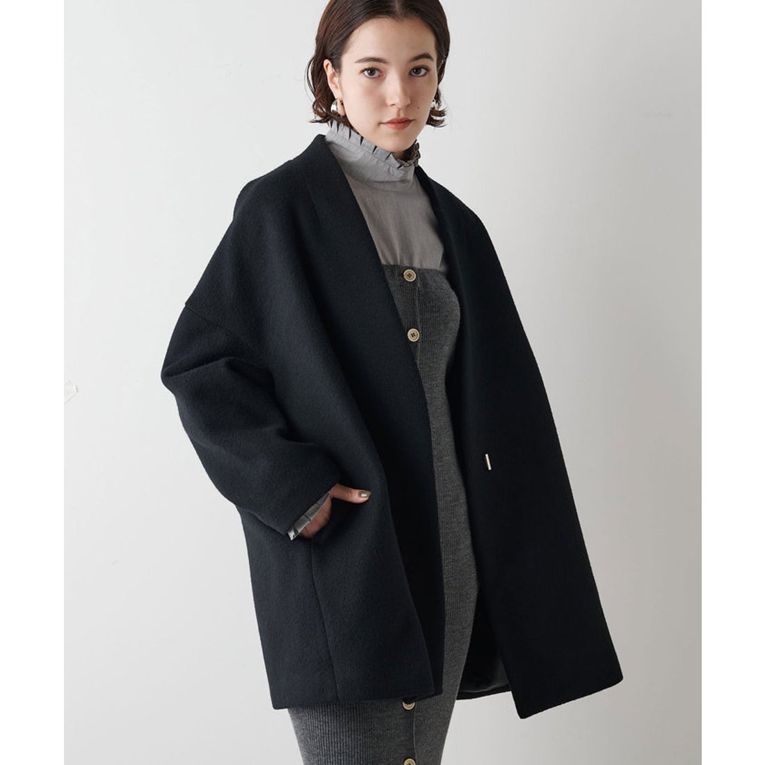 ウィムガゼット Whim Gazette メリンプミドルコート （greige