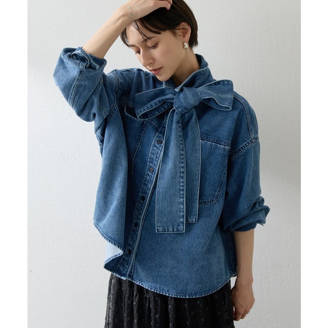 ウィムガゼット Whim Gazette デニムボウタイシャツ （blue