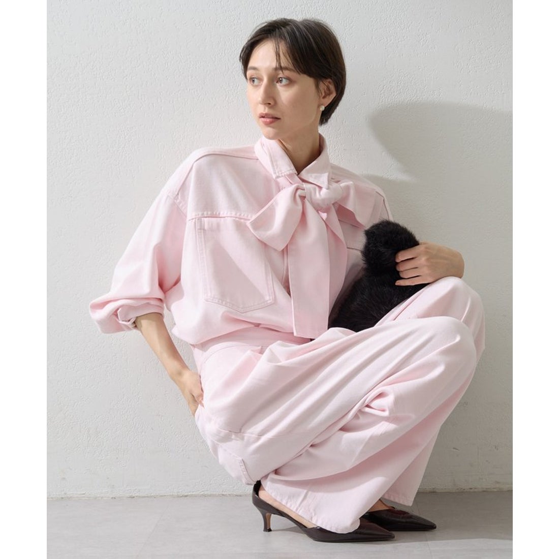 Whim Gazette(ウィム ガゼット)｜オーガンザボウブラウス/ベビーピンク