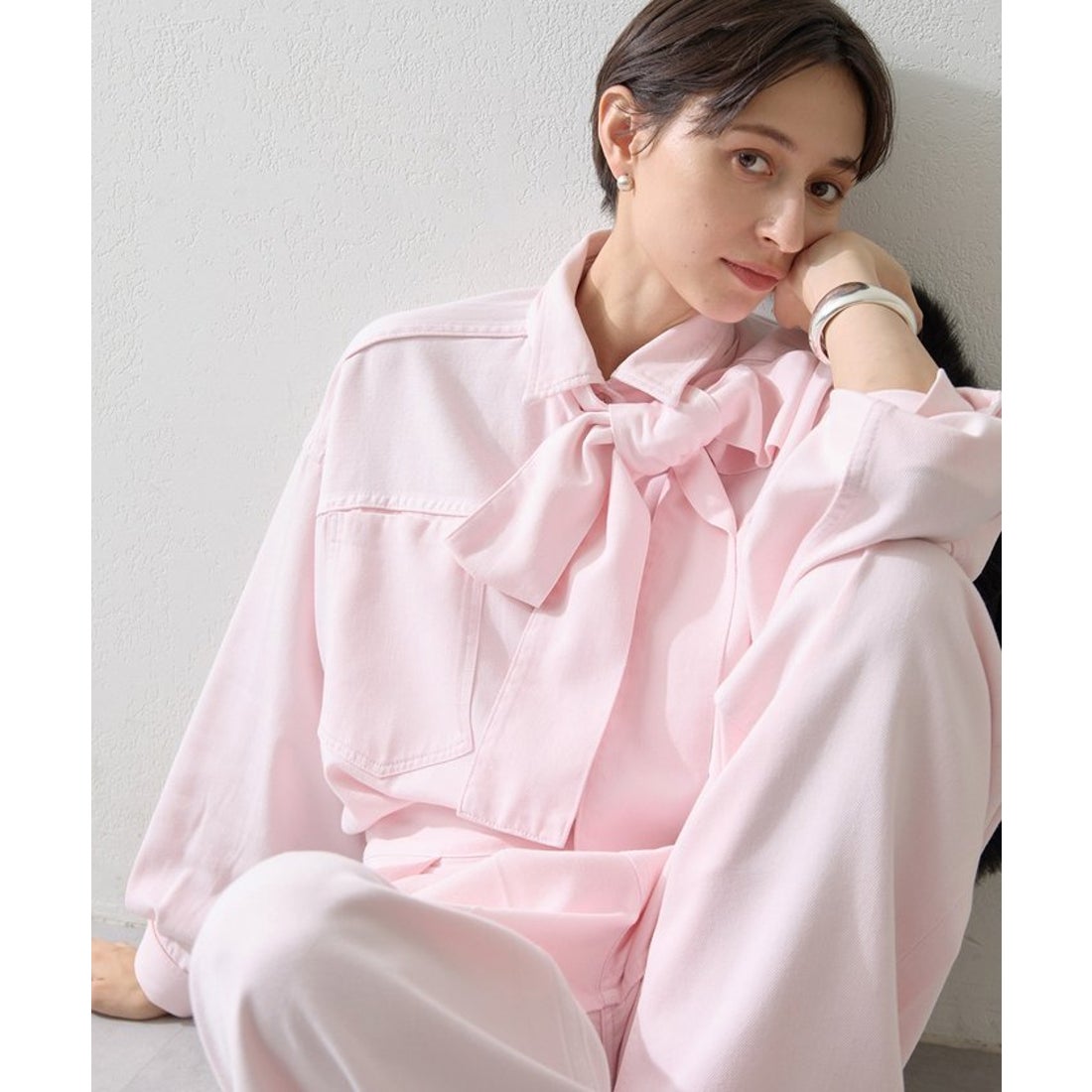 ウィムガゼット Whim Gazette デニムボウタイシャツ （pink