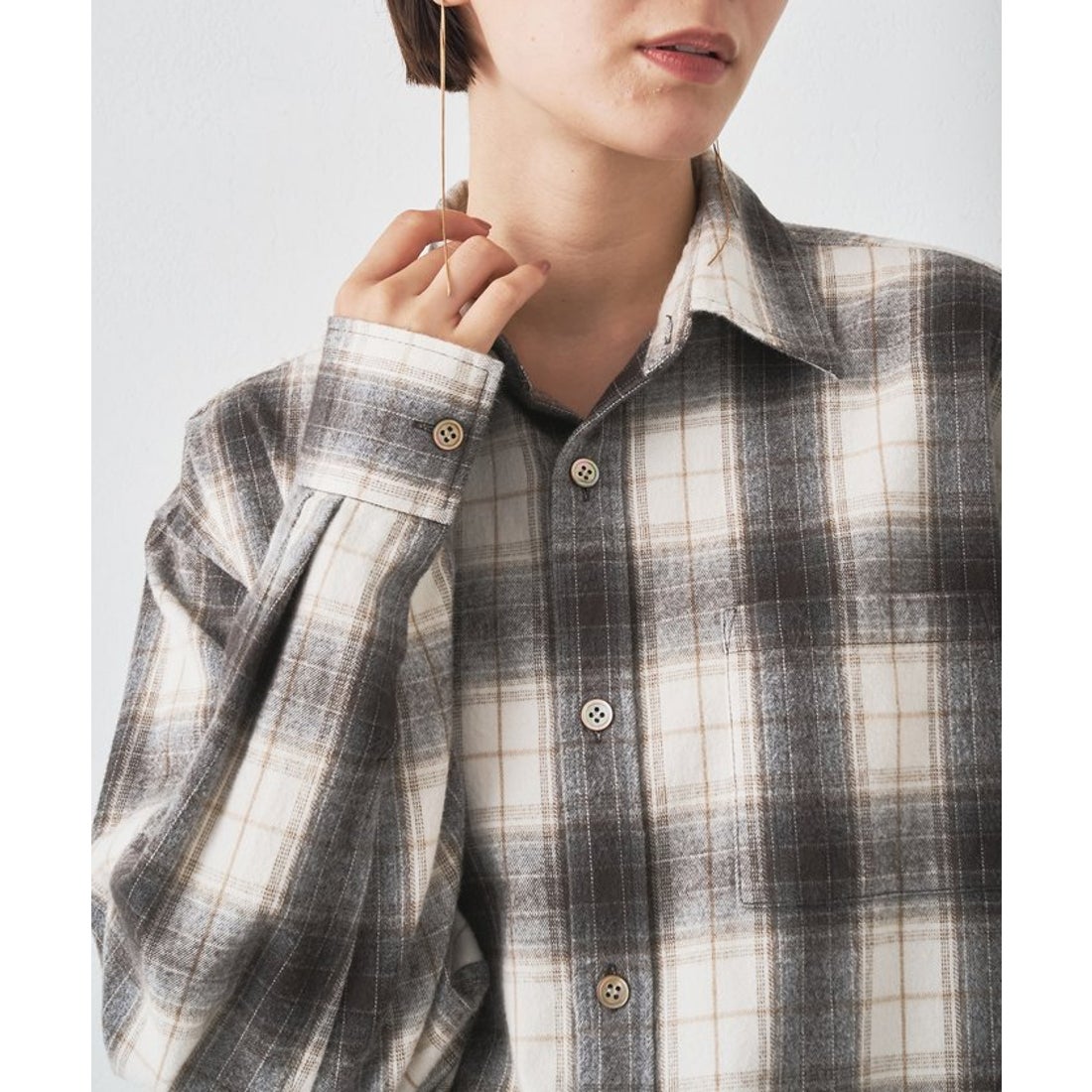 ウィムガゼット Whim Gazette シャギーチェックシャツ （gray