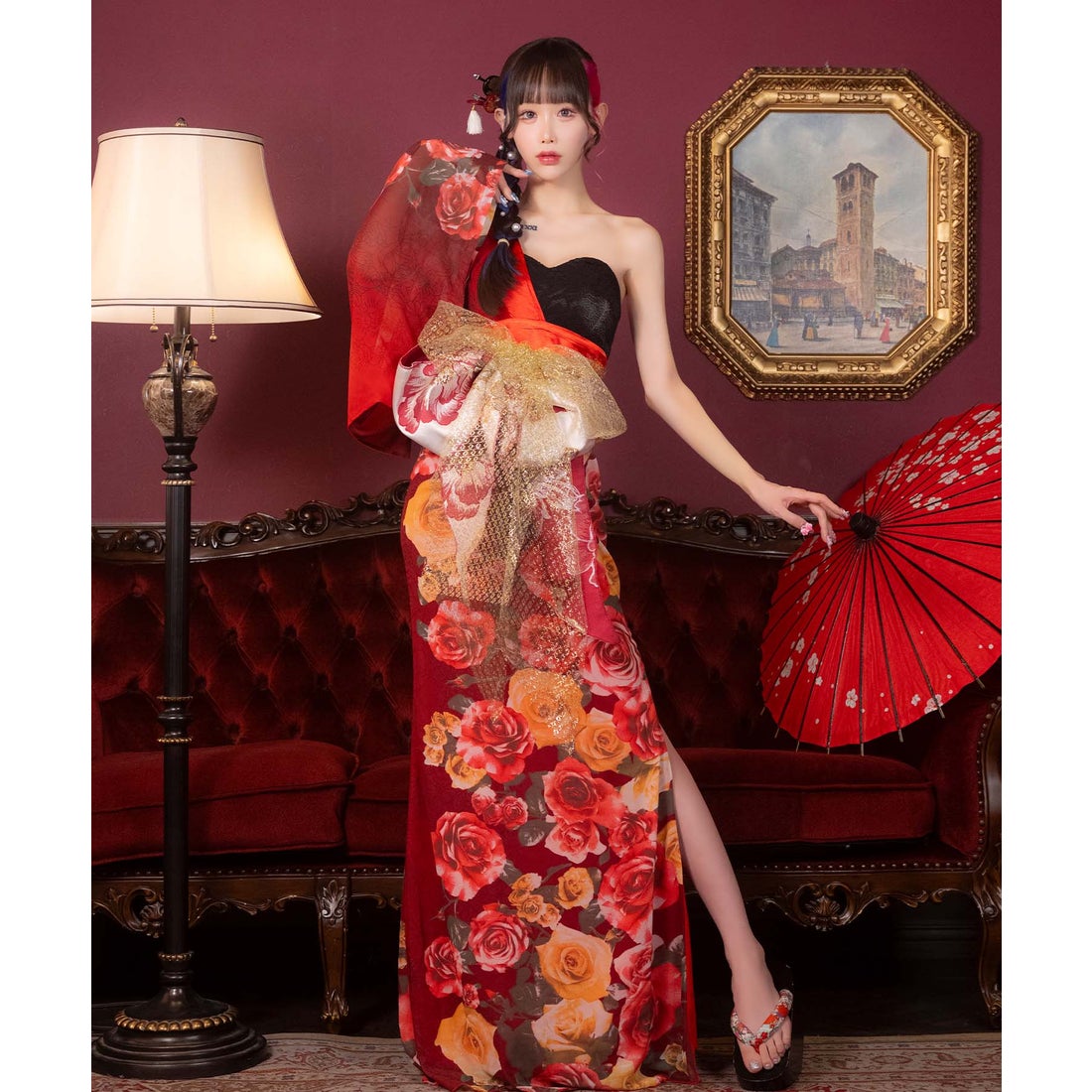 ティカ Tika ハロウィン コスプレ セクシー 花魁 ワンショル スリット