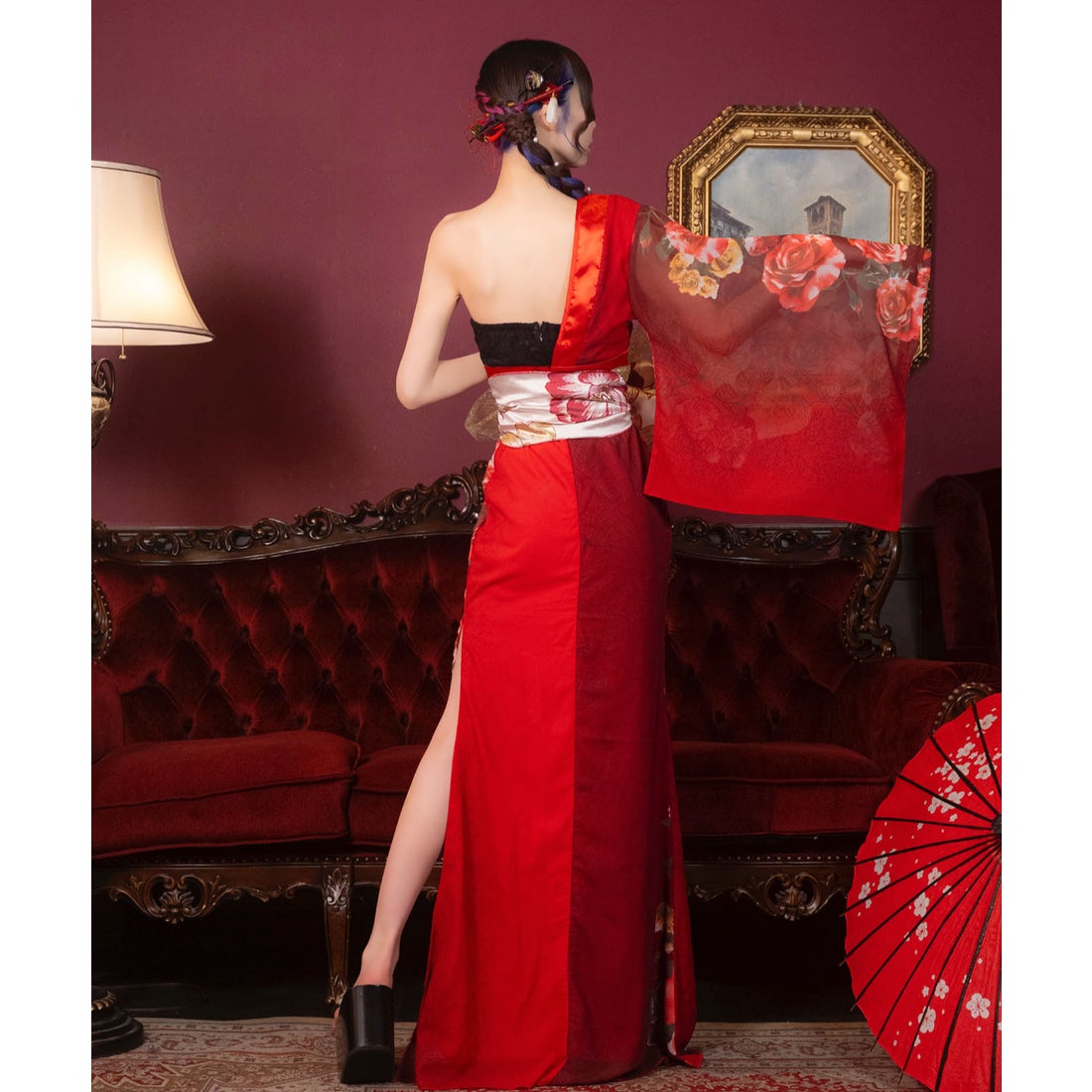 ティカ Tika ハロウィン コスプレ セクシー 花魁 ワンショル スリット