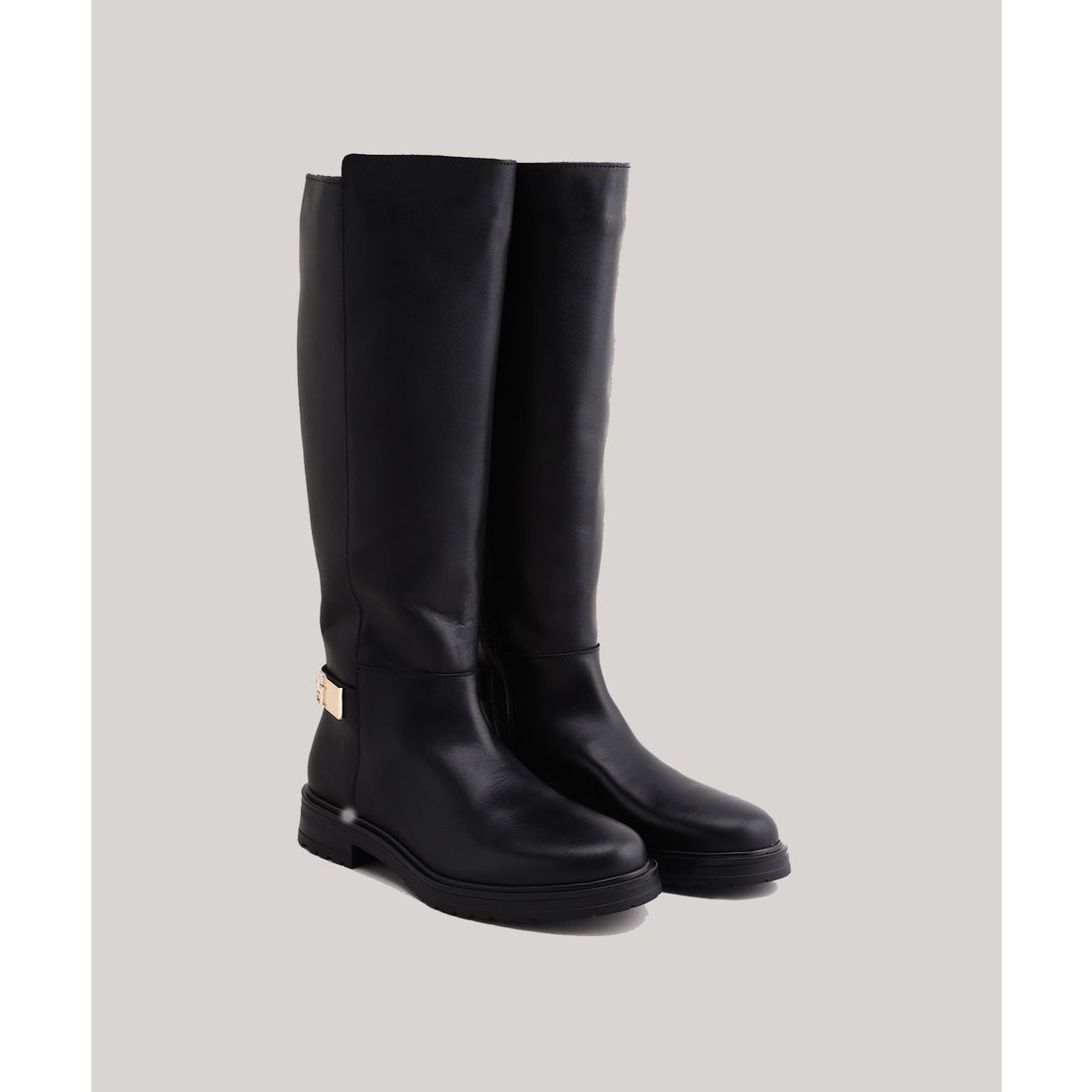 トミー ヒルフィガー TOMMY HILFIGER ロゴレザーロングブーツ