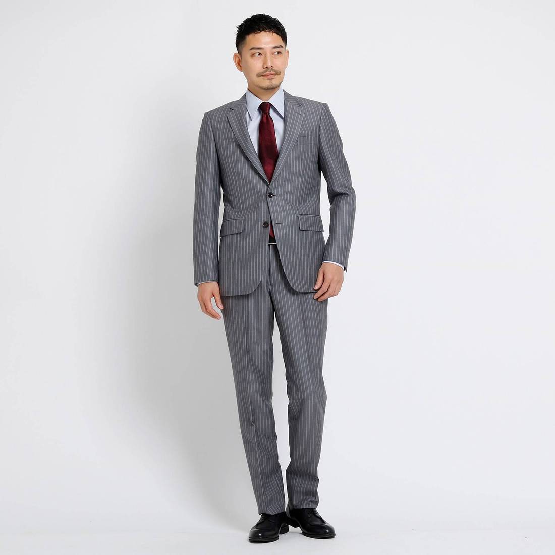 タケオキクチ TAKEO KIKUCHI バンカーストライプスーツ Fabric by