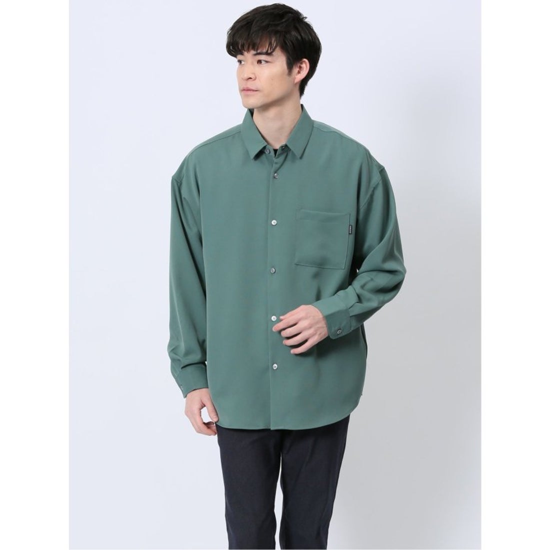 m.f.editorial ストレッチ レギュラーカラー長袖シャツ （ライト