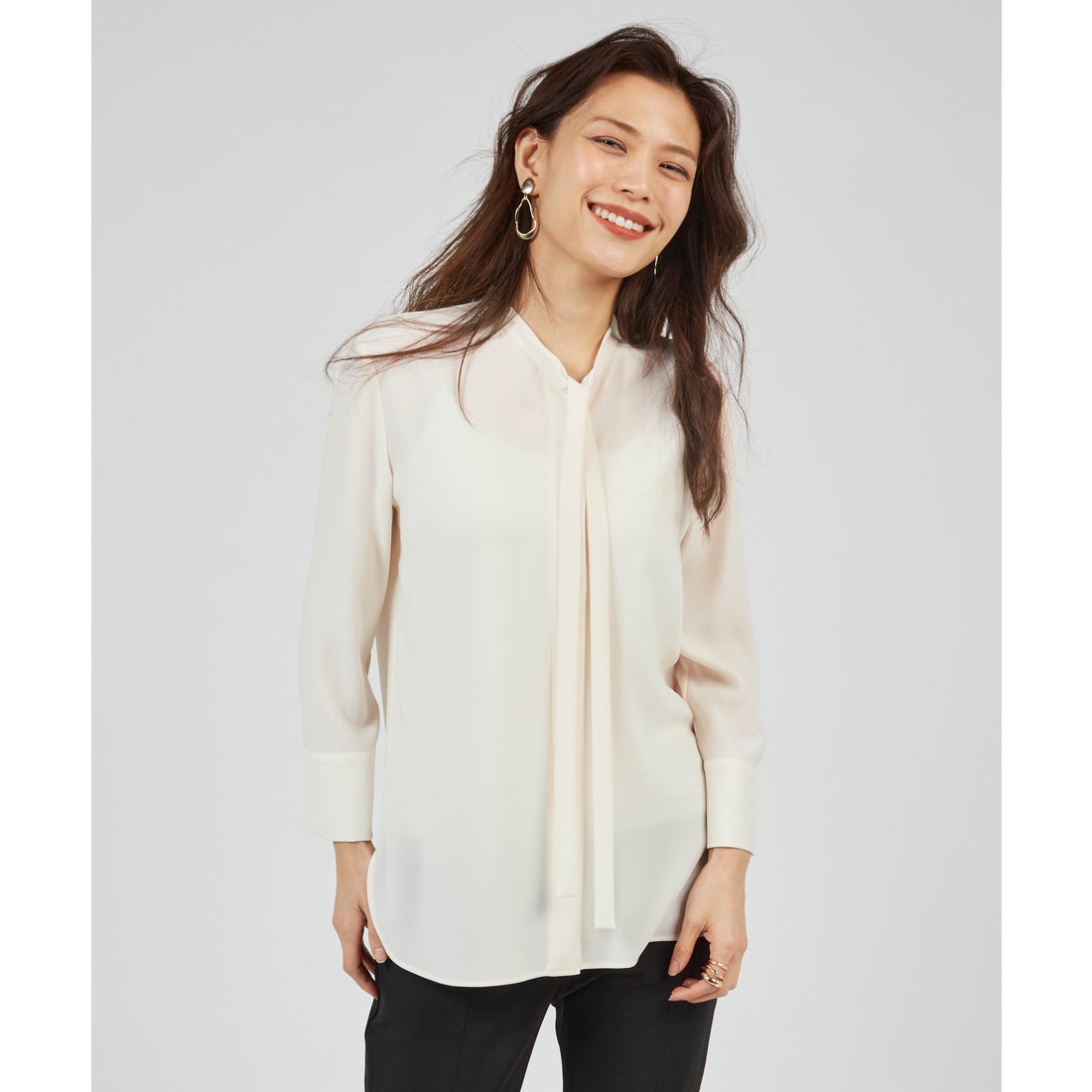 セオリー Theory ブラウス PRIME GGT TIE BLOUSE （オフホワイト