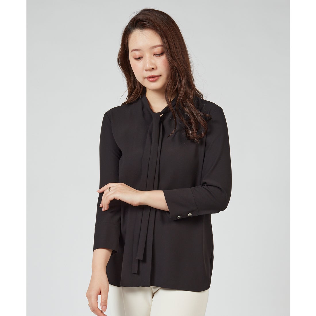 セオリー Theory ブラウス PRIME GGT TIE BLOUSE （ブラック