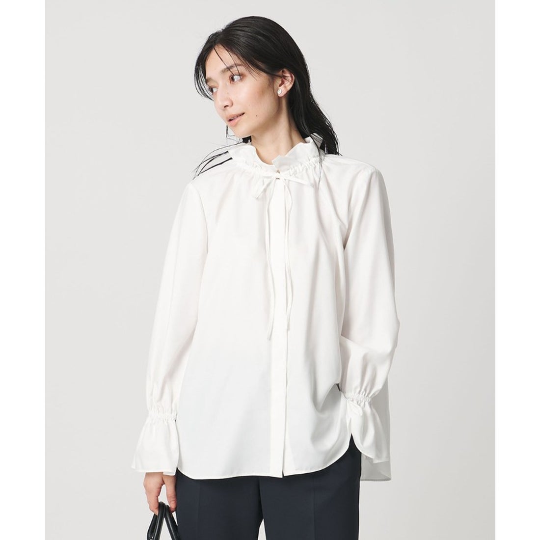 UNITED ARROWS フリルカラー フレアスリーブ ブラウス （OFF WHITE