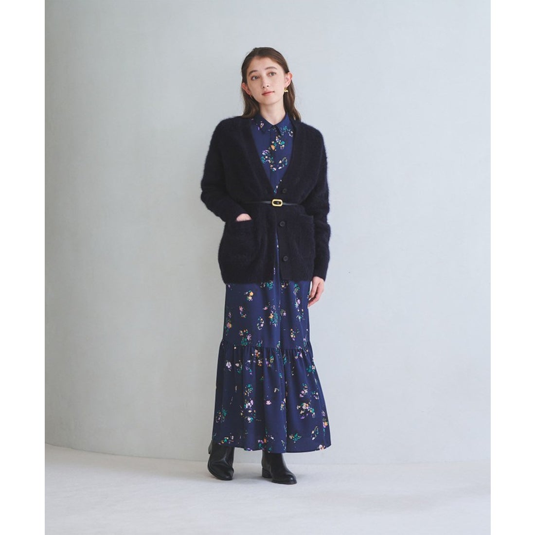 UNITED ARROWS フォックスカシミヤ ミドル カーディガン （NAVY