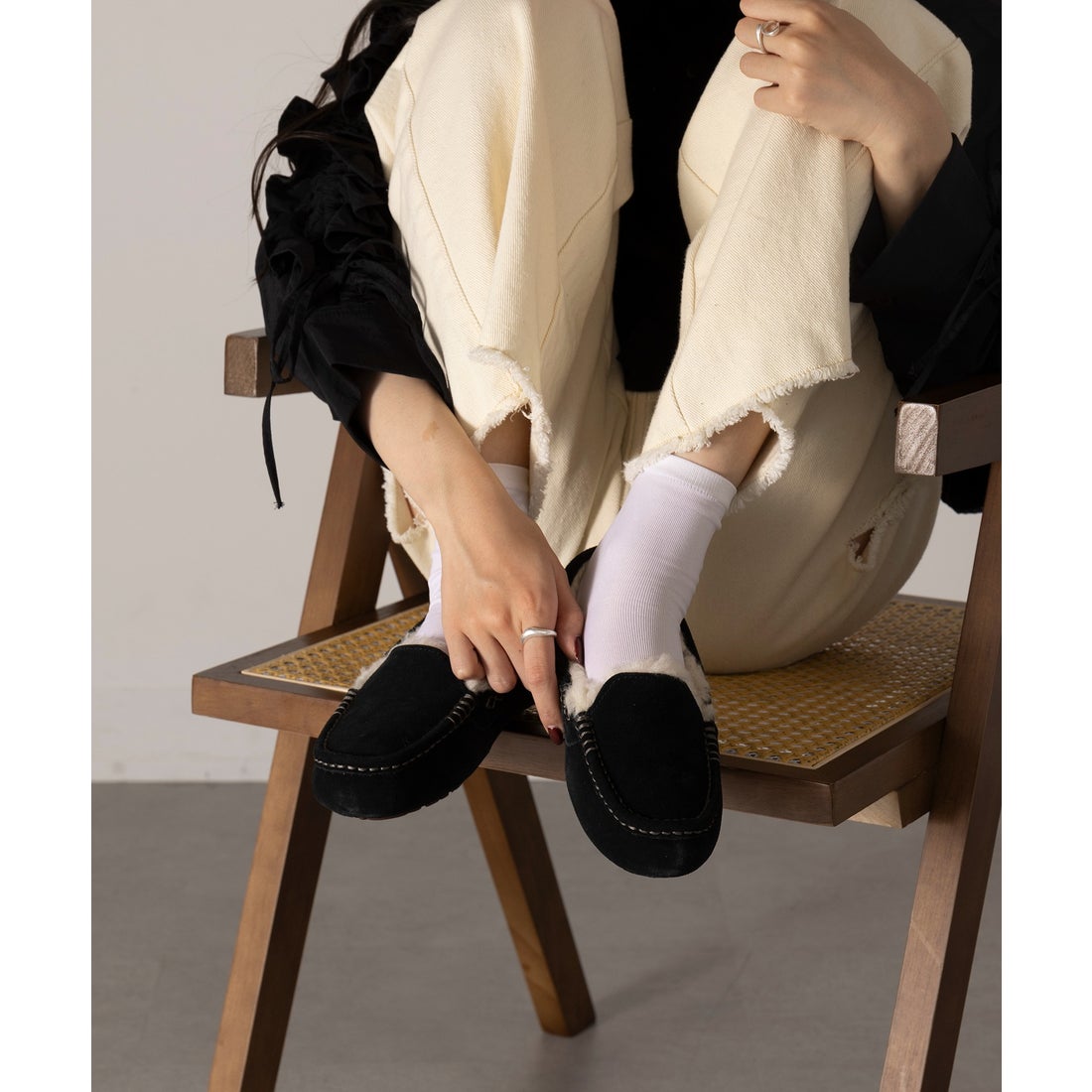 アグ UGG ANSLEY ウールボア スリッポン ローファー モカシン