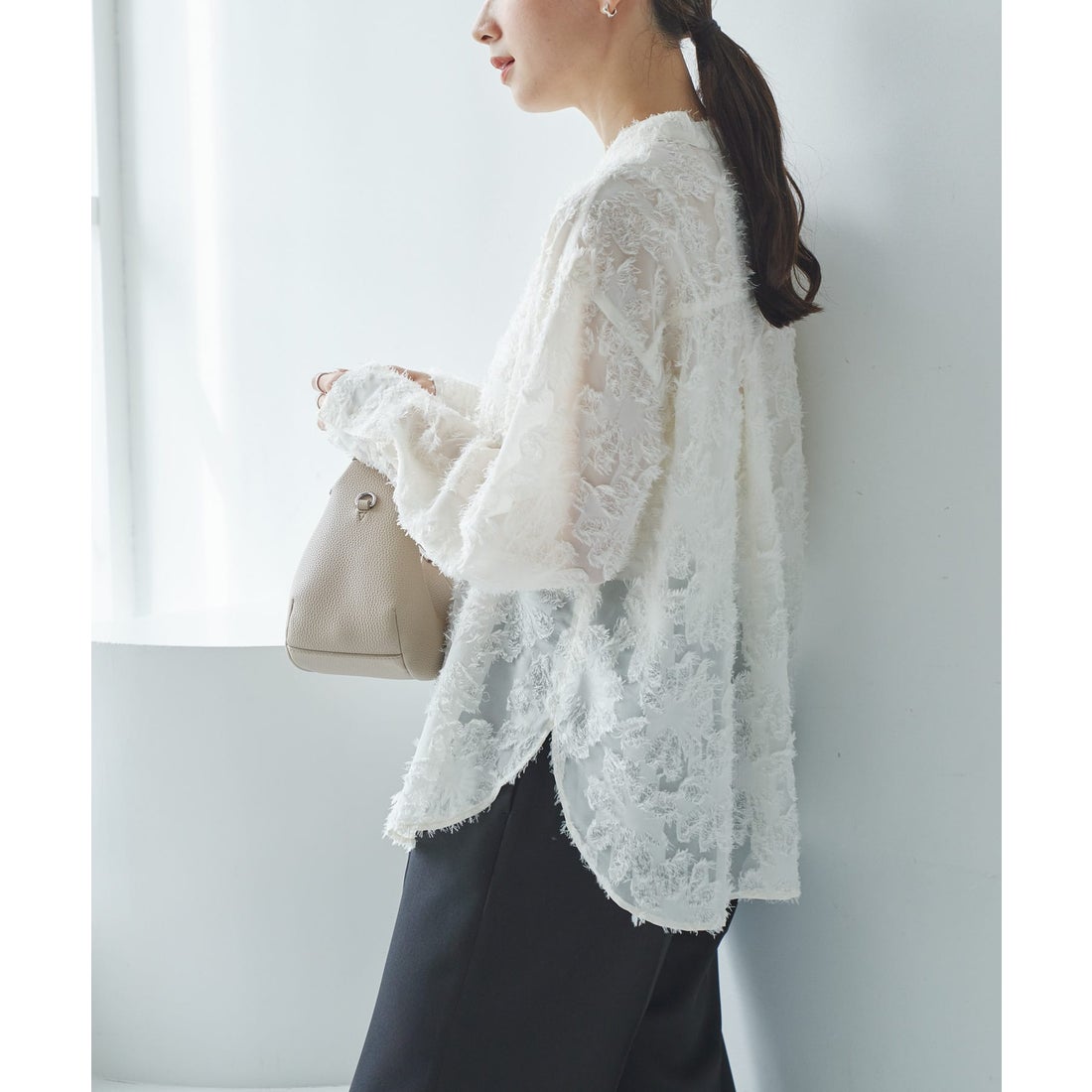 アーバンリサーチ URBAN RESEARCH カットジャガードバンドカラーシャツ