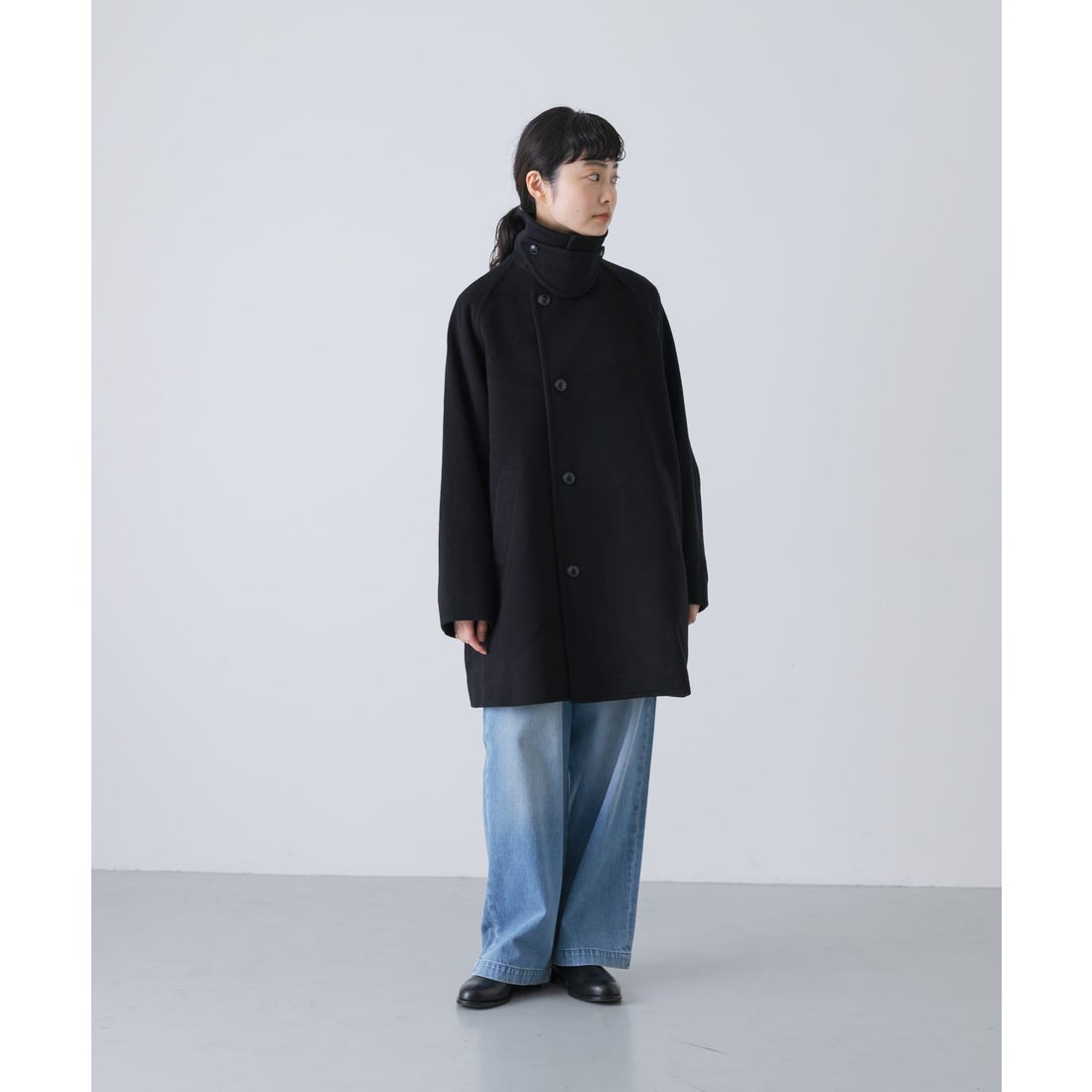 カグレ かぐれ ウールシングルPコート （ブラック） - ファッション