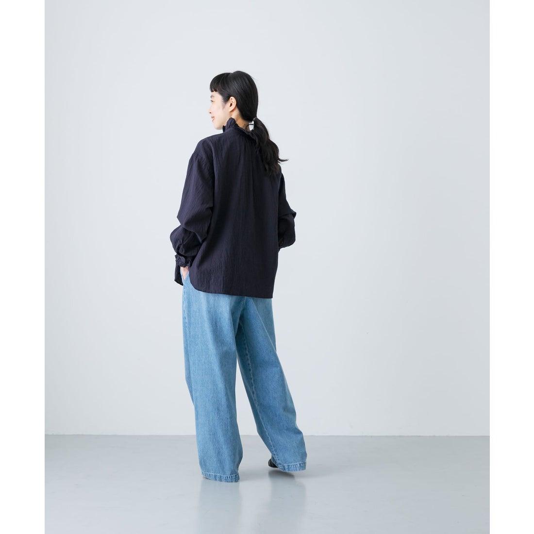 カグレ かぐれ コットンリネンフリルカラーシャツ （OFF