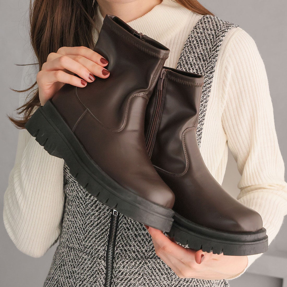 晴雨兼用】ヴィヴィアン VIVIAN 厚底ストレッチブーツ （ダーク