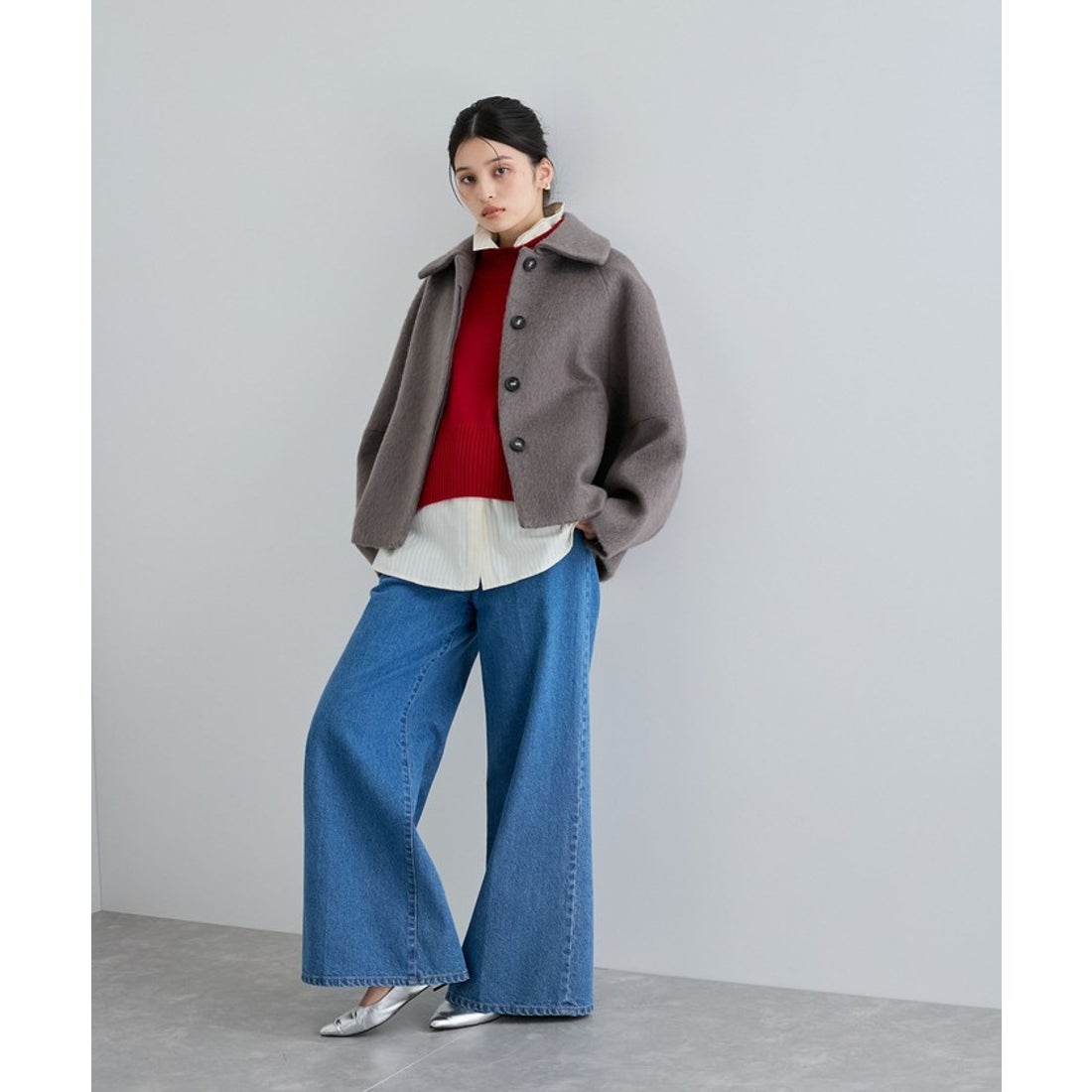 ビス VIS シャギーオーバーライズショートコート （チャコール（06