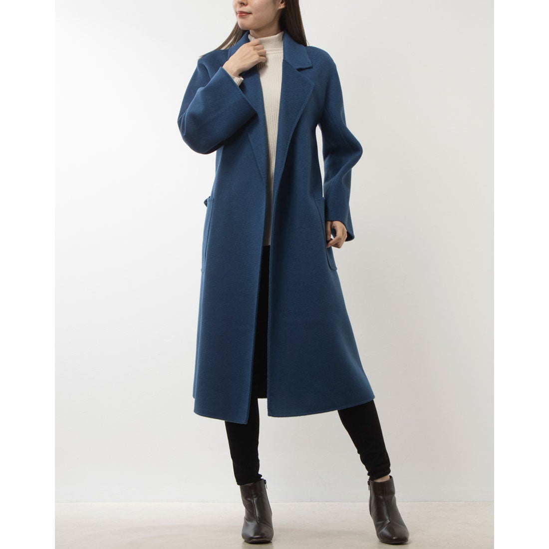ベスジョーヤ VESGIOIA ウールロングコートテーラード襟 （ネイビー