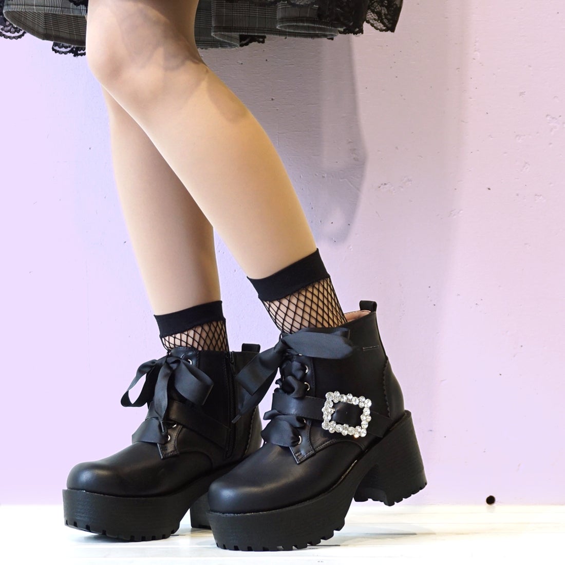 厚底レースアップブーツ （ブラック） -YOSUKE U・S・A 公式