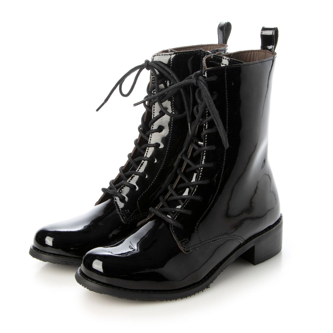 本革レースアップブーツ （ブラックエナメル） -YOSUKE U・S
