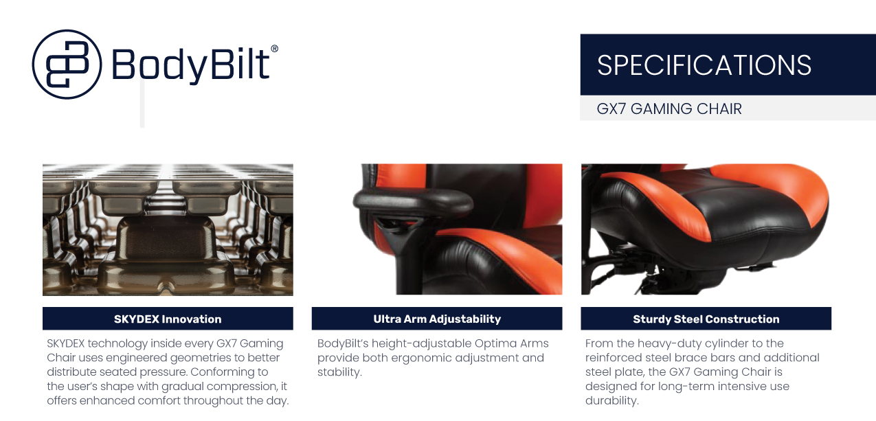 GX7 Gaming Chair: BodyBilt's Ergonomic Design for Gamers