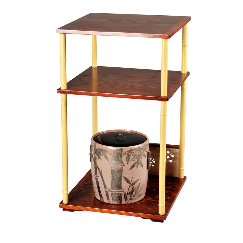 母」 指物師 善斎 五雲 絵 夕紅葉図 茶棚 煎茶棚 仕舞い箱 茶道具（あ