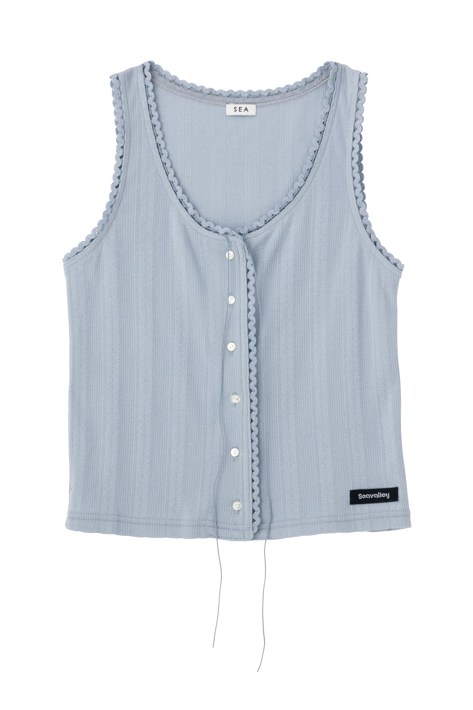SEA EYELET RIBBED SLEEVELESS CARDIGAN