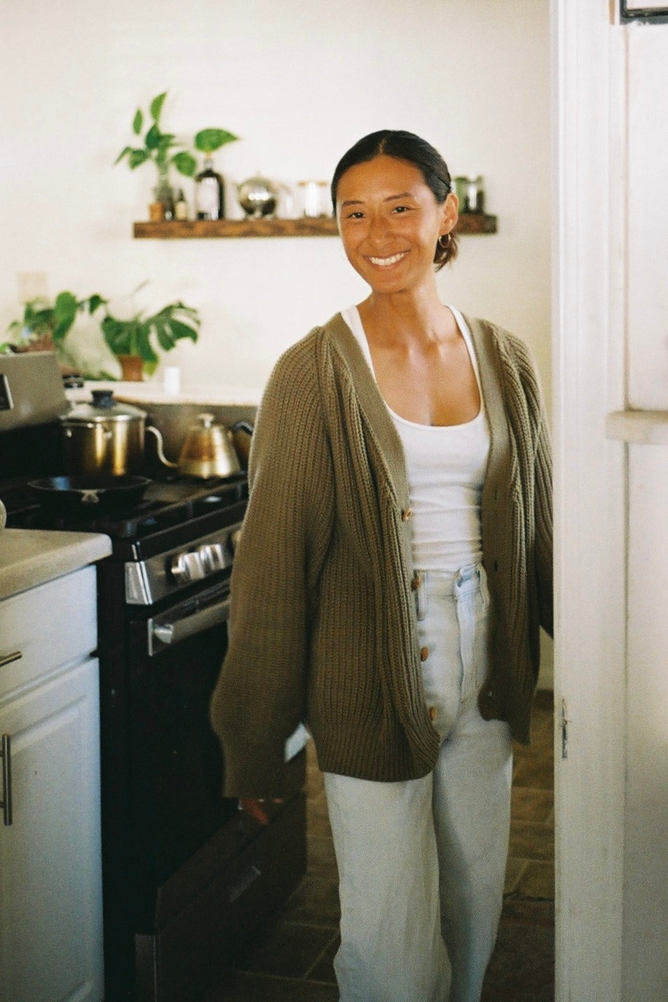 Organic cotton cardigan(olive) – seed and soil