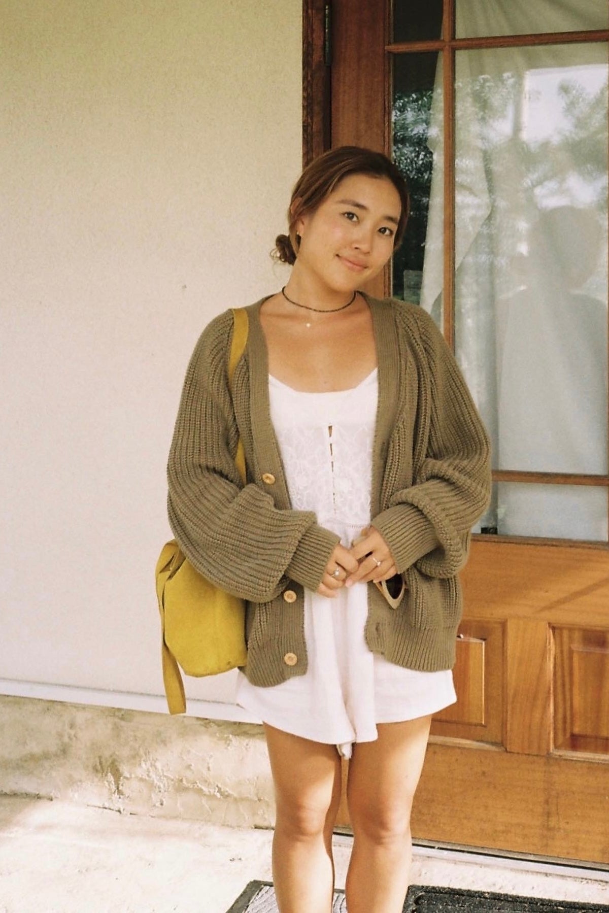 Organic cotton cardigan(olive) – seed and soil