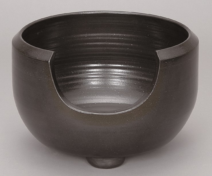茶道具】 道安風炉 陶器製 黒釉 *西尾香舟*