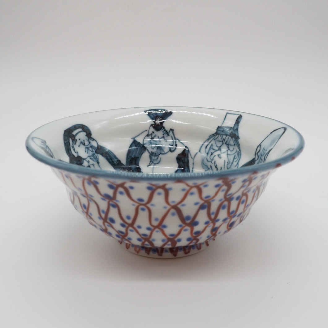 京焼・清水焼 村田幸之介(六齋窯) 七福神あみ茶漬(ご飯茶碗) – SEIKADO