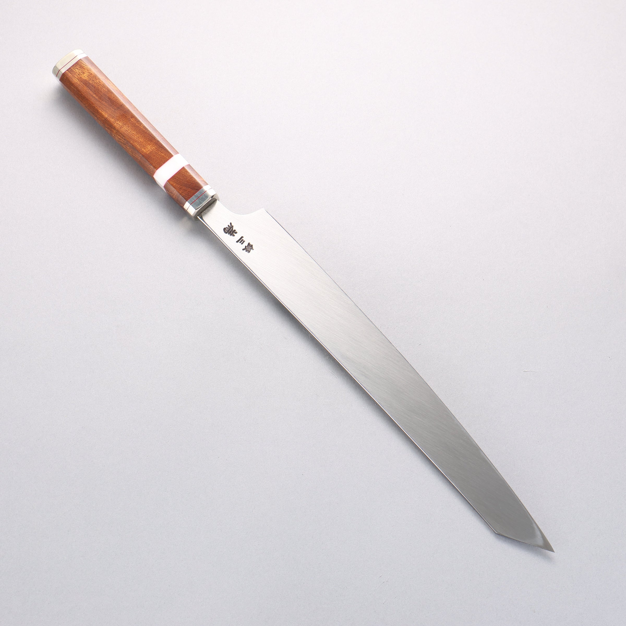 堺孝行紫電銀三鋼劍型柳刃300mm 沙漠鐵木（杉原型） 握把– 清助刃物