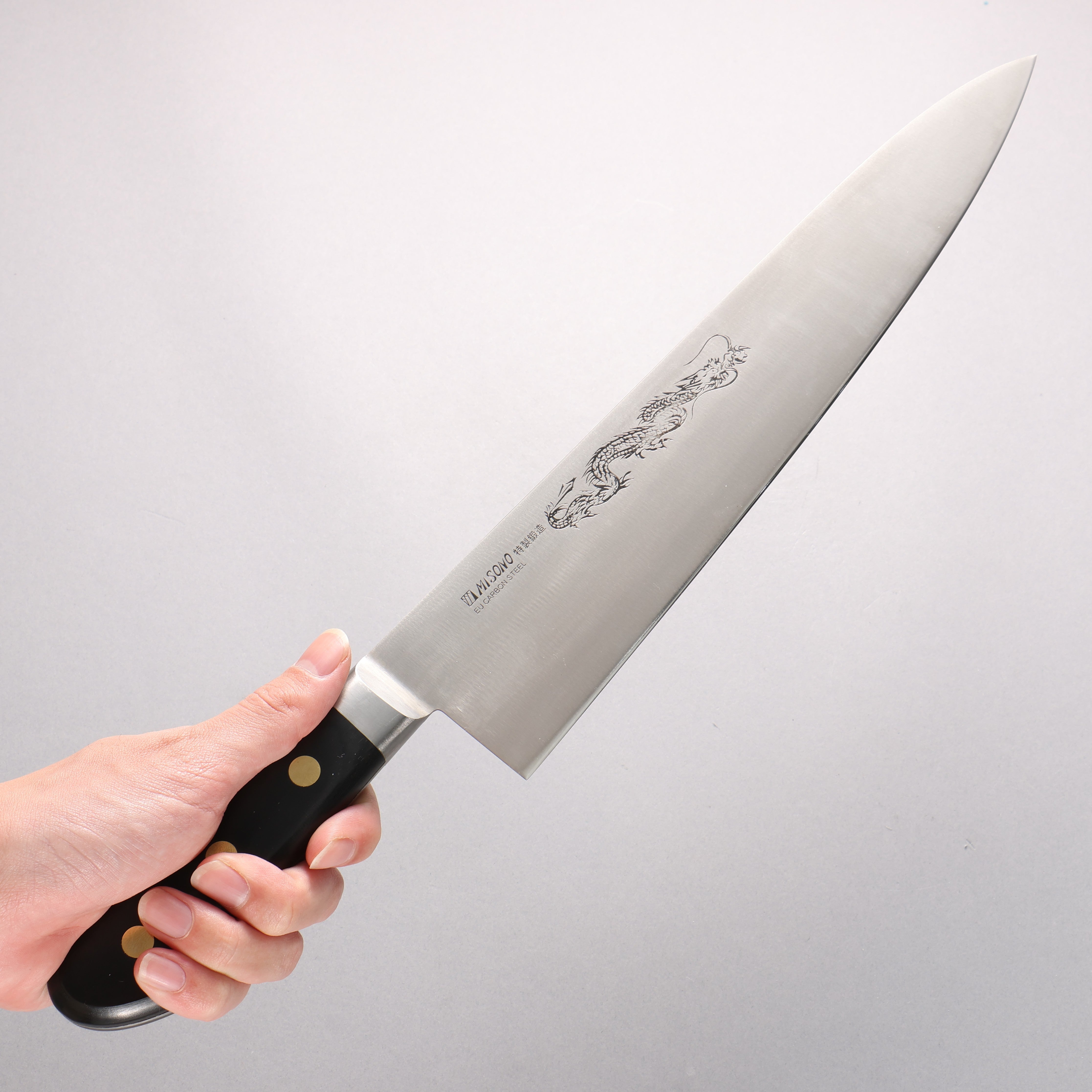 ミソノ スウェーデン鋼 龍の彫刻入り 牛刀包丁 – 清助刃物 Japan