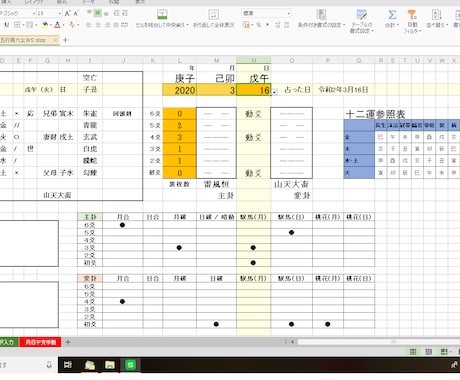 六爻・五行易Excel自動化ワークシートを送ります 挫折防止！六爻占い